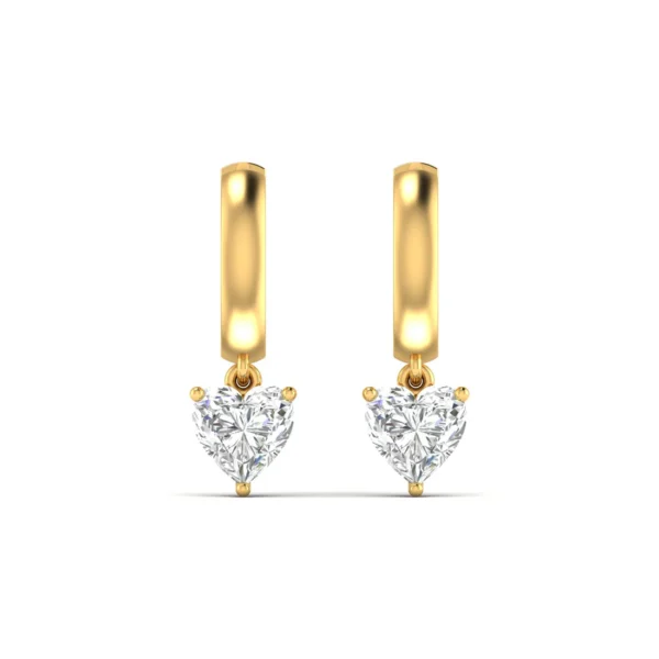 1.03 Carats Each Heart Shape Diamonds Heartfelt Hoops Earrings - Image 3