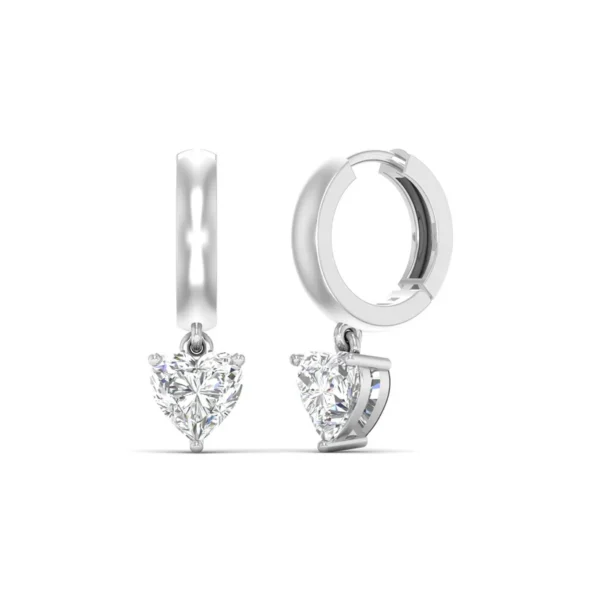 1.03 Carats Each Heart Shape Diamonds Heartfelt Hoops Earrings - Image 2