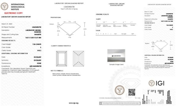 BAGUETTE cut 7.06 Ct Lab Grown Diamond (E, VVS2) IGI Certified - Image 2