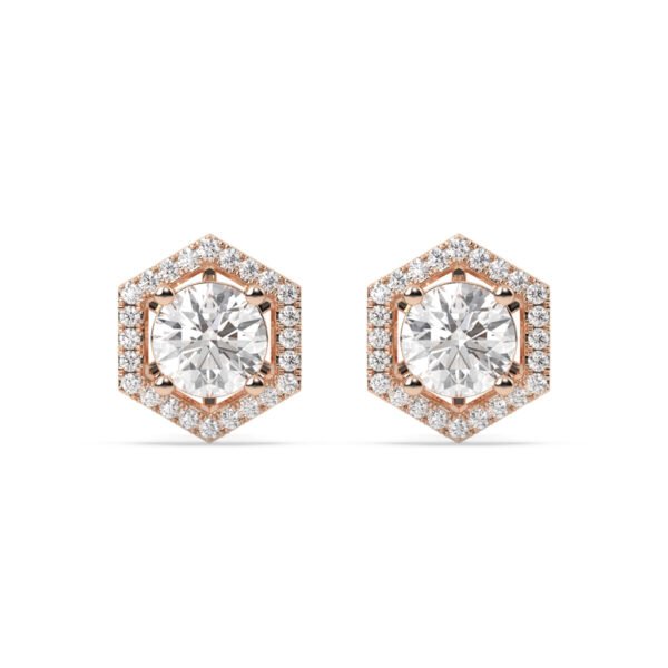 1.30ct Each Diamond Studs Earring In 14K Rose Gold