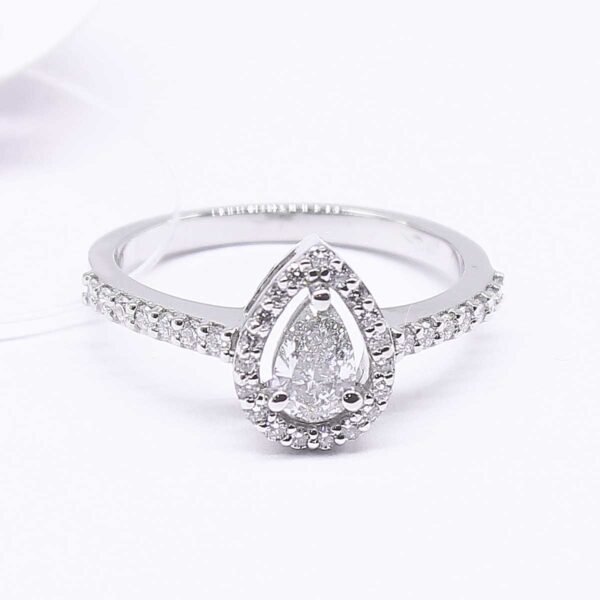 Platinum Diamond Ring Pear Shape By Neeva Jewelry