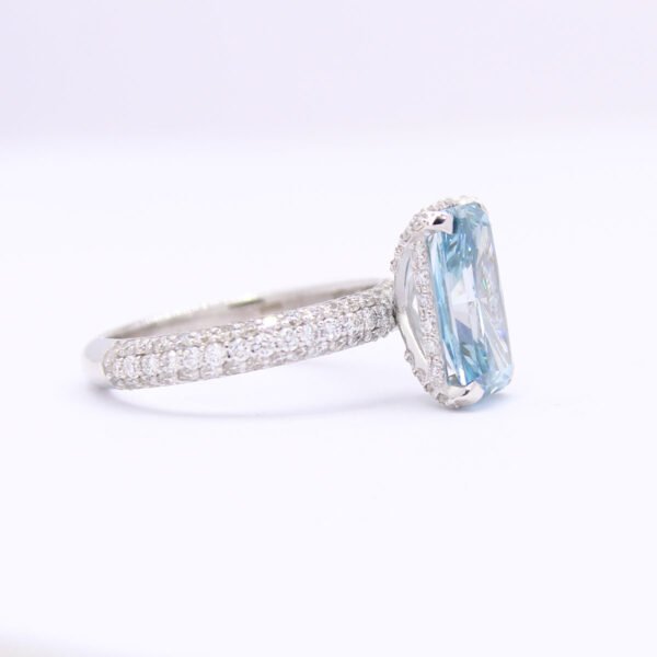 Radiant Cut Blue Diamond Jewelry Set in 14K White Gold Ring- Customize Also - Image 3