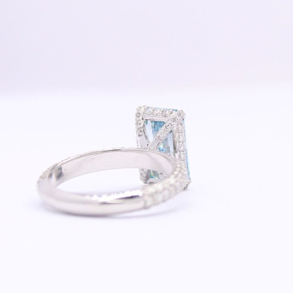 Radiant Cut Blue Diamond Jewelry Set in 14K White Gold Ring- Customize Also - Image 4