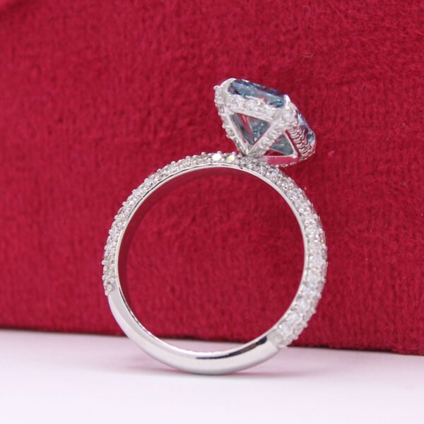 Radiant Cut Blue Diamond Jewelry Set in 14K White Gold Ring- Customize Also - Image 5